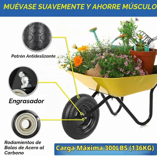 Vista 3 de GICOOL Neumático de carretilla de 14.5", apto para 4.00/4.80-8, neumático sólido sin pinchazos de 3.50-8" y rueda con orificio de eje de 5/8", cubo