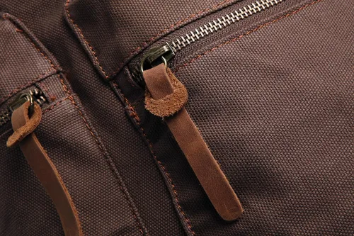 Vista 7 de Berchirly Mochila de cuero de lona casual vintage mochila de viaje Café