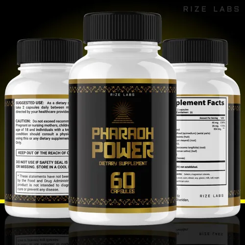Vista 7 de rize labs Pharaoh Power Supplement – Píldoras de apoyo de fórmula avanzada, suplemento dietético, cápsulas extra fuertes sin OMG fórmula avanzada