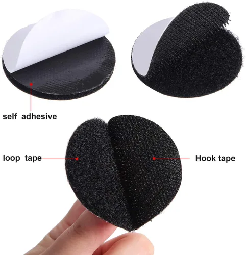 Vista 3 de WILLBOND 24 pares de parches de árbitro de 1 pulgada con puntos negros autoadhesivos redondos de doble cara de gancho y bucle, cinta adhesiva