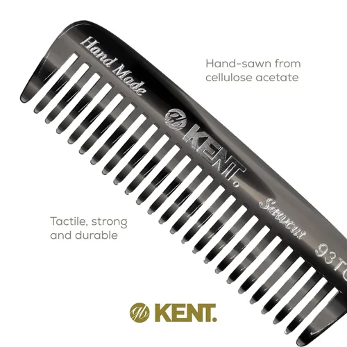 Vista 3 de Kent 93T - Peine para barba de grafito negro para hombre, peine de dientes anchos para hombre, ideal para bigotes y barbas y vello facial, peines