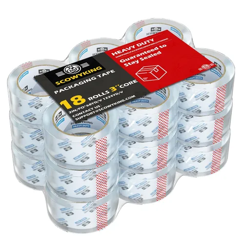Vista 8 de 2 rollos de cinta de embalaje transparente, 4,7 cm x 62 m, 0,07 mm de grosor - Cinta de envío resistente para mudanzas, sellado de cajas, embalaje