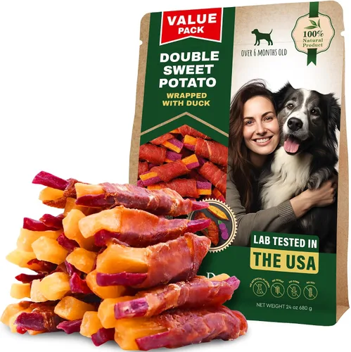 Vista 10 de Beloved Pets - Caprichos de batata dulce para perros y golosinas masticables de pato saludables 10.6 Oz - Snacks para cachorros y huesos blandos