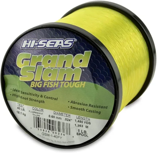 Vista 30 de Sedal de Pesca de Monofilamento HI-SEAS Grand Slam - Fuerte y Resistente a la Abrasión en Transparente, Rosa, Verde, Azul Ahumado, Amarillo Amarillo