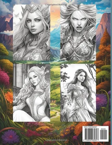 Vista 2 de Female Elf Coloring Book An Enchanting & Stunning Adult Stress Relief Coloring Book. Depicting Magical Fantasy Elves As Warriors & Princesses