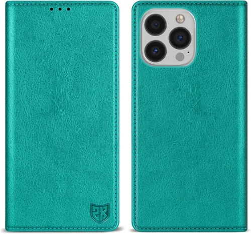 Vista 31 de ZZXX Funda tipo cartera para iPhone 13 con bloqueo RFID, soporte de ranura para tarjetas, funda protectora de cuero magnético fuerte plegable