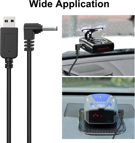 Vista 5 de Cable detector de radar, cable de enchufe USB a DC3.5, para Cobra Whistler Escort Valentine One Uniden Beltronics Radar Detector, Cable
