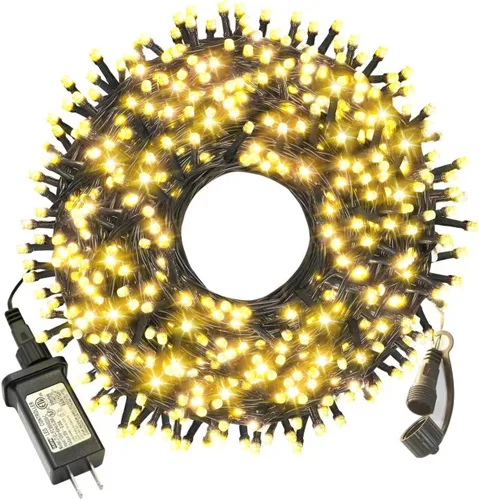 Vista 8 de Luces de Navidad para exteriores, 300 luces LED de 108 pies con 8 modos, enchufe de extremo a extremo, certificado UL, guirnalda de luces