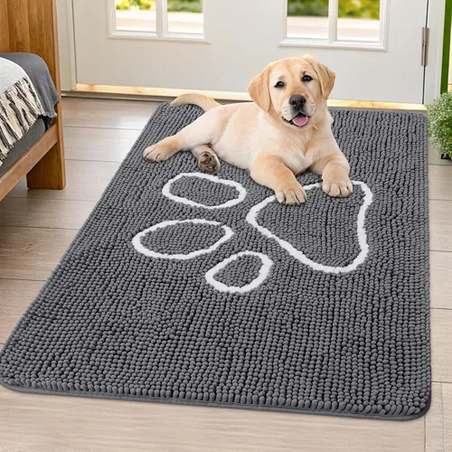 Vista 35 de Smiry Tapete para puerta de perro para patas fangosas, absorbente y Gris y negro