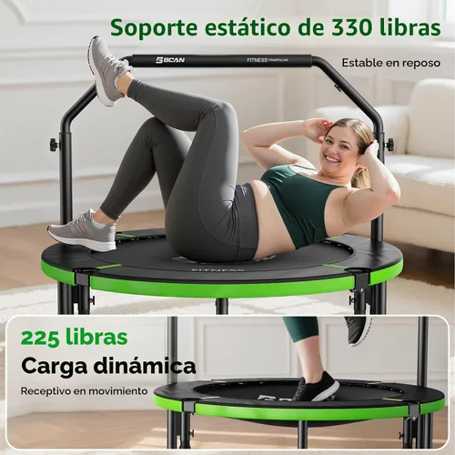 Vista 5 de BCAN SP3 40/48" Exercise Rebounder Trampoline for Adults, Handlebar, Indoor