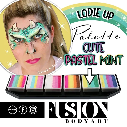 Vista 8 de Fusion Body Art - Paleta de pintura facial Lodie Up Lindo arcoíris pastel