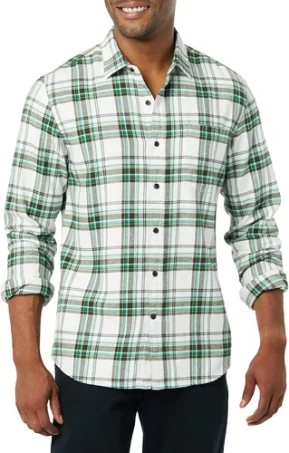 Vista 82 de Amazon Essentials Camisas de franela de manga larga para hombre, corte ajustado, a cuadros con botones
