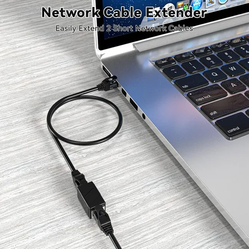 Vista 3 de Acoplador RJ45, paquete de 2 adaptadores Ethernet hembra a hembra, adaptador extensor de cable de conexión, modular recto de 8 pines, conectores