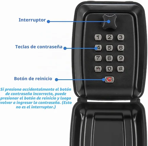 Vista 3 de Cididu Caja de bloqueo de llave para exterior, caja de seguridad impermeable con combinación de botón de 12 dígitos y grillete extraíble, llaves