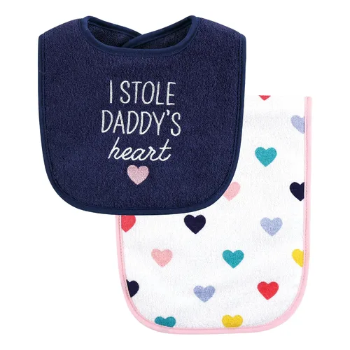 Vista 4 de Hudson Baby Conjunto unisex de babero de rizo de algodón y paño para eructos, talla única