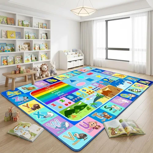 Vista 14 de Alfombra infantil para sala de juegos, dormitorio, 2.5 x 4 pies, alfombra educativa ABC para aula, guardería, alfombra antideslizante de aprendizaje
