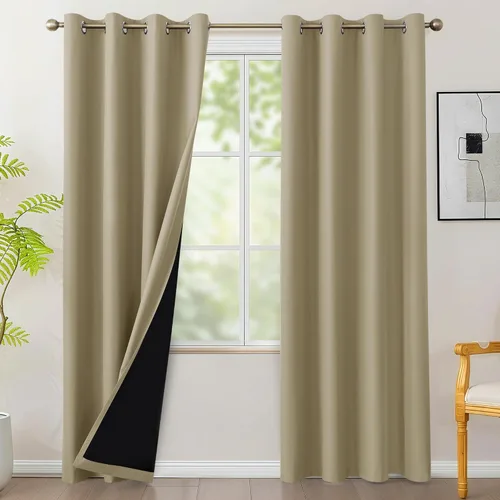 Vista 24 de BONZER - Juego de 4 paneles de cortinas 100% opacas, cortinas de ventana con aislamiento térmico y bloqueo de luz, de 63 pulgadas de largo, cortina