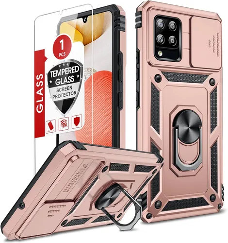 Vista 102 de LeYi Funda para Samsung Galaxy A05 (no compatible con A05S) con protector de pantalla y protector de lente de cámara, funda resistente de grado Negro