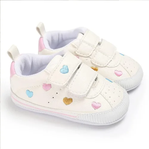 Vista 5 de E-FAK Zapatos de bebé para niños y niñas, zapatillas para bebés, suela de goma antideslizante, zapatos de cuna para primeros pasos de niños pequeños