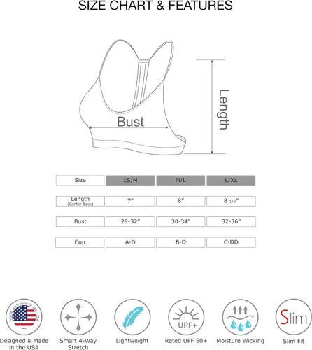 Vista 5 de Kurve Top corto con tirantes delgados y espalda en Y, tela de protección UV UPF 50+ (fabricado con amor en los Estados Unidos)