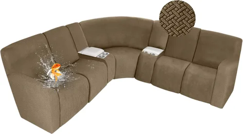 Vista 24 de ALIECOM Fundas 100% impermeables para sofá seccional reclinable, forma de L, elásticas, para esquina, funda para sofá seccional reclinable, lavable