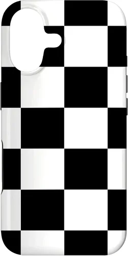 Vista 32 de Black and White Classic Checkered Big Checkerboard Pattern Case for iPhone 16