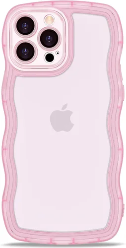 Vista 9 de Anuck Funda para iPhone 13 Pro con borde ondulado, diseño trasero transparente, agarre antideslizante, forma de marco rizado ondulado, a prueba
