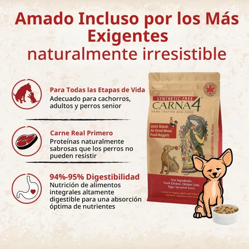 Vista 4 de CARNA4 All Life Stages - Alimento seco para perros con fórmula de pollo (3 libras, pollo)