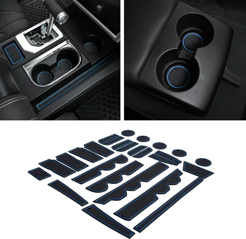 Vista 11 de Portavasos Insertos de bolsillo de puerta para Toyota Tundra 2014-2021 Negro (Black Trim)