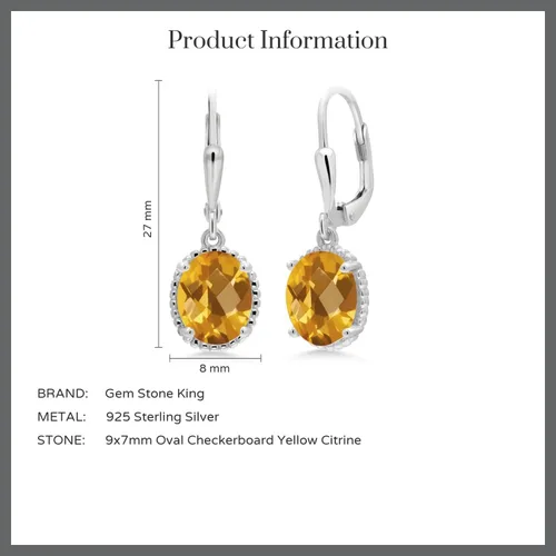 Vista 132 de Gem Stone King Aretes colgantes de gota para mujer, plata de ley 925, piedra natal ovalada de 0.354 x 0.276 in, joyería fina, regalos para ella