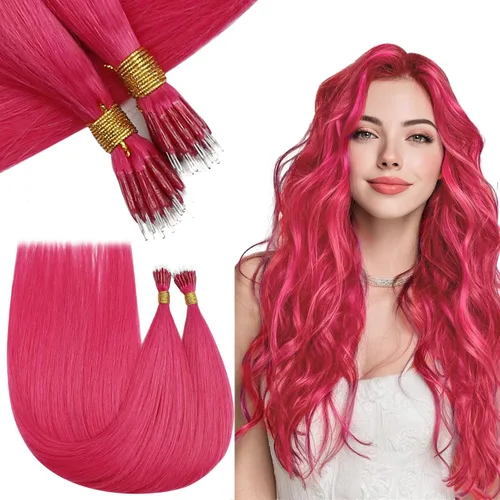 Vista 20 de RUNATURE - Extensiones de cabello humano con cinta color rosa intenso, 12 pulgadas, 0.71 oz, 10 unidades Hot Pink Human Hair Extensions Tape Ins