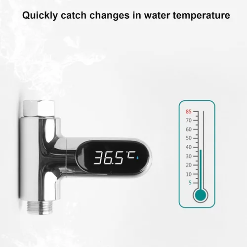 Vista 7 de Termómetro de ducha, termómetro digital LED de baño con sensor de temperatura de alta precisión y pantalla giratoria de 360 grados para el hogar
