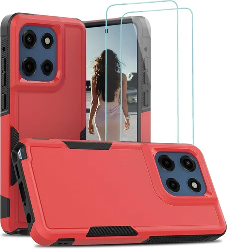 Vista 10 de Jeylly para Moto G Stylus 5G 2021 Funda con [2 Pack] Protector de Pantalla de Vidrio Templado, Protección Grado Militar Anti-Arañazos, Funda A