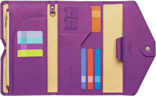 Vista 11 de ZOPPEN Cartera de viaje con bloqueo RFID multiuso (Ver.4) Portatarjetas de pasaporte y vacunación ComboTri-fold Document Organizer Travel #15 Azul