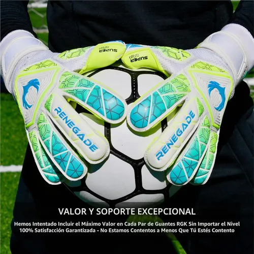 Vista 7 de Renegade GK Vortex - Guantes de portero con protector microbiano (tallas 6-11, 3 estilos, nivel 3) Hyper Grip de 3.5+0.118 in y súper malla Nitro