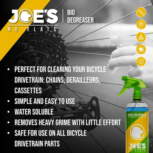 Vista 2 de JOE'S NO FLATS Bio Degreaser 34oz - Limpiador de cadena de bicicletas y spray desengrasante de transmisión