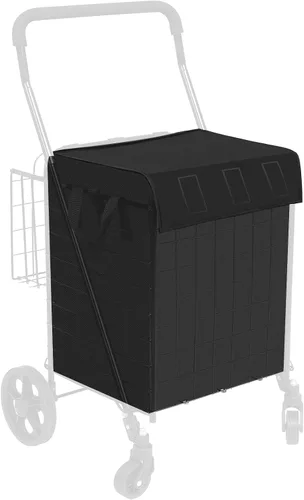Vista 10 de Siffler Carrito de compras con capacidad de 396lbs, carrito de compras grande actualizado con ruedas, carritos de compras plegables resistentes