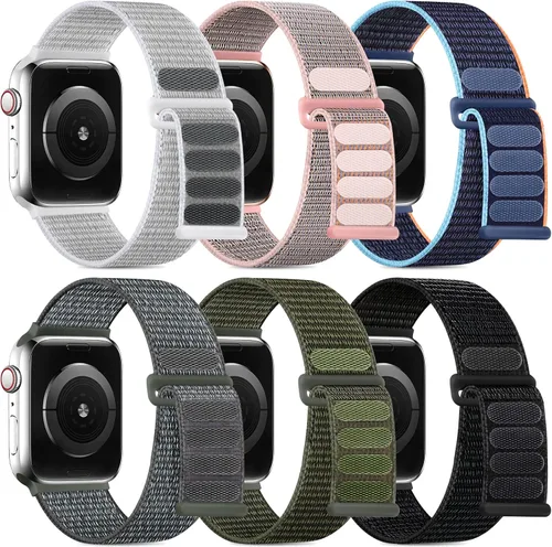 Vista 17 de WJK Correas elásticas de nailon compatibles con correas de Apple Watch de 1.496 in 1.575 in 1.614 in 1.654 in 1.732 in 1.772 in 1.811 in 1.929 in