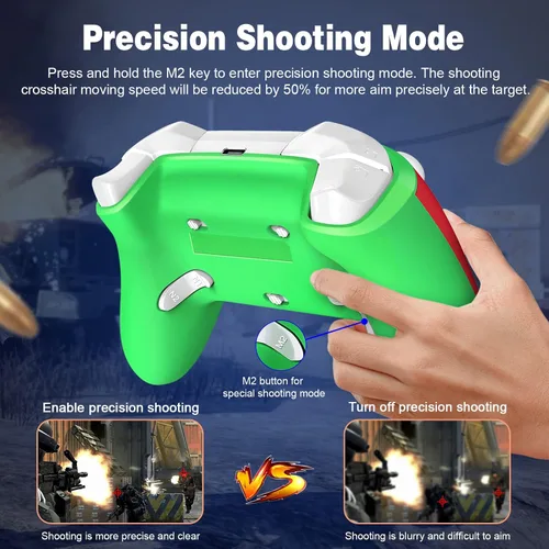 Vista 5 de FLIEEP Controlador inalámbrico, controlador Switch Pro para Switchjuegos de PCiOS y teléfono Android con macro, disparo de precisión, turbo