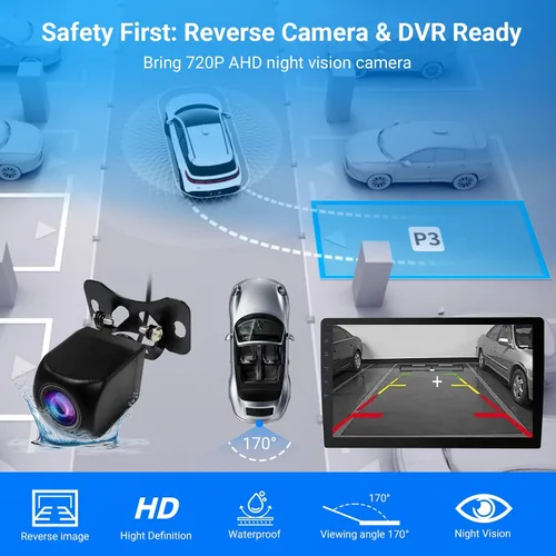 Vista 5 de Haudio Estéreo de auto con Android de 9 pulgadas, doble Din, CarPlay inalámbrico y Android Auto, pantalla táctil universal estéreo para automóvil
