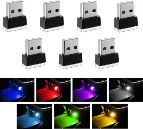 Vista 18 de 4 PCS Lámpara de Atmósfera Interior de Coche LED USB, Mini Luz Nocturna LED Portátil, Kit de Iluminación Ambiental de Maletero con Interfaz USB