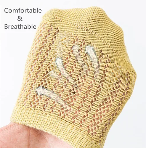 Vista 5 de Calcetines de agarre para bebé, antideslizantes, de malla fina, con ojales, unisex, para niñas y niños, calcetines tobilleros