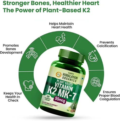 Vista 3 de Himalayan Organics Organics Suplemento de vitamina K2 a base de plantas apoya una salud ósea y cardíaca más fuerte - 120 cápsulas vegetales