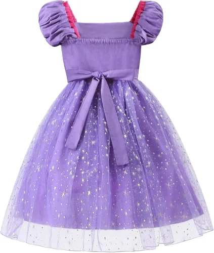 Vista 2 de knemmy Disfraz de princesa Rapunzel disfraz de princesa para niñas ropa de vestir para niñas pequeñas