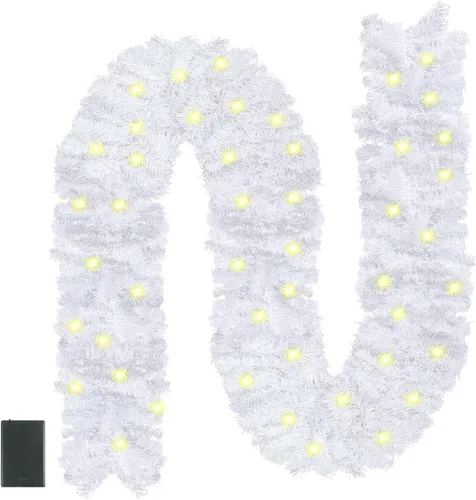 Vista 9 de CCINEE Guirnalda de Navidad de 6 pies con luces, guirnalda de Navidad artificial preiluminada con 20 luces LED, funciona con pilas, guirnalda