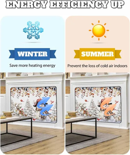 Vista 56 de Cubierta magnética azul para chimenea, detiene la pérdida de calor, pantalla de chimenea para interiores, bolas de gnomos de Navidad, árbol de copo