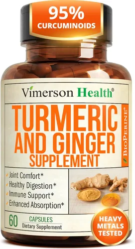 Vista 10 de Suplemento de Cúrcuma Curcumina con Raíz de Jengibre para Apoyo Articular, Digestivo y Salud Intestinal - Contiene Cúrcuma Curcumina Orgánica