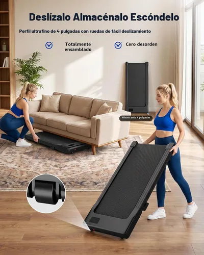 Vista 7 de MJWW 6% Incline Walking Pad, Smart AI Under Desk Treadmill for Home Negro (Charcoal Black)