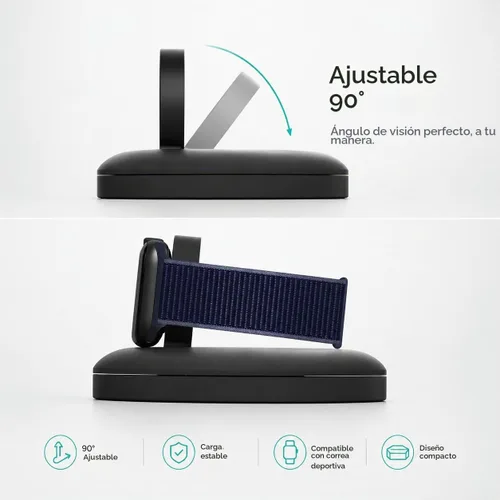 Vista 10 de PZOZ - Soporte de carga para Apple Watch, gestión de cables, base para Negro