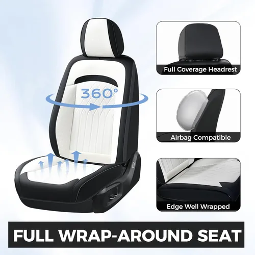 Vista 3 de Fundas de asiento delantero de automóvil, fundas de asiento de cuero para automóviles, protector de asiento impermeable transpirable, fundas